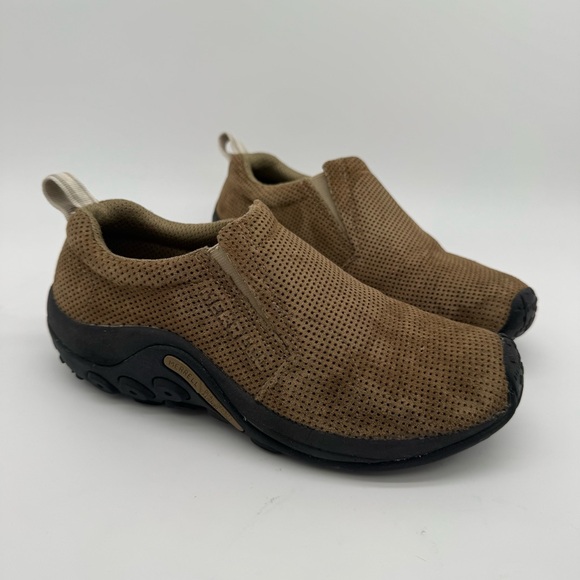 Merrell Jungle Moc Brown Perforated Suede Leather Slip On Size 8 - Picture 1 of 12